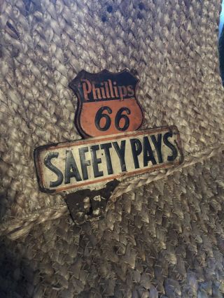 Vintage Phillips 66 Safety Tin Sign