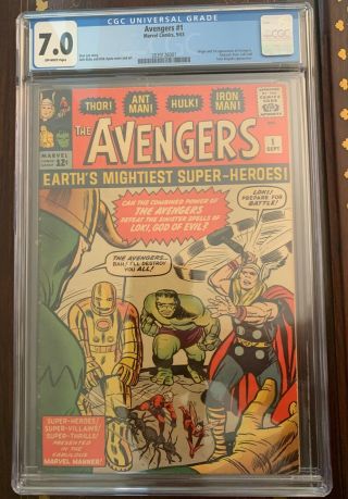 Avengers 1 Cgc 7.  0 - Marvel - Ow Pages - - Key Silver Age