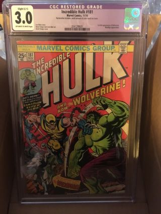 Incredible Hulk 181 Cgc 3.  0 (restored C - 1) Nov 1974 - Bronze Age Key Grail Comic