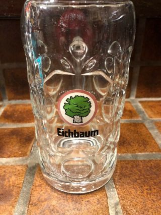 Eichbaum 1 (full Liter) Beer Stein / Mug - Solid Glass With Logo