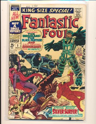 Fantastic Four Annual 5 (1967) 1st Psycho - Man 1st Solo Silver Surfer Story Vg,