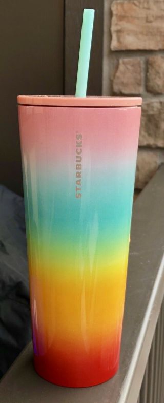Starbucks 2019 Summer Pride Rainbow Stainless Cold Cup Tumbler Venti 24 Oz