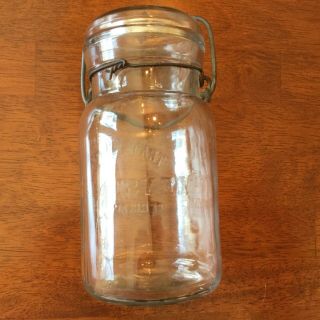 Antique Mason Jar “Trademark Keystone Registered” Clear Pint with Bail and Lid 4