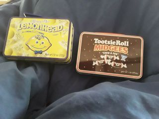 Lemonhead And Tootsie Roll Tin/mini Lunchboxes 4.  25 " Wide