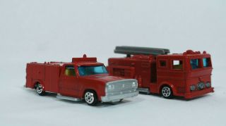 Vintage Universal City Studios L.  J.  N Red Fire Trucks Diecast 1/64 Hong Kong