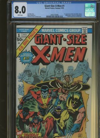 Giant - Size X - Men 1 Cgc 8.  0 | Marvel 1975 | 1st X - Men Team 2nd Full Wolverine