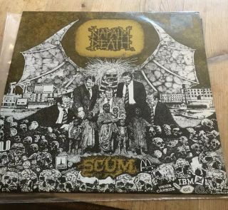 Napalm Death - Scum - 1987 Earache Rare Uk Vinyl Lp A1b1 - Mosh 3 Gold Cover.