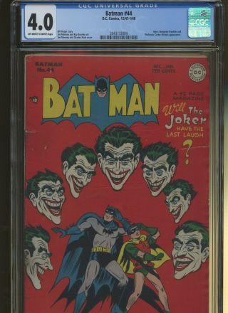 Batman 44 Cgc 4.  0 | Dc 1948 | Joker.  Ben Franklin,  Professor Carter Nichols App