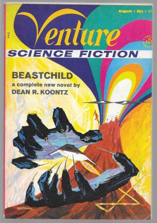 Venture Science Fiction August 1970 1st Pub Of Beastchild By Dean R.  Koontz