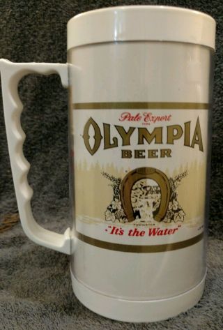 Euc Olympia Beer Vintage Thermo Serv Insulated Plastic Mug Stein 12 Oz
