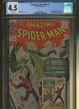 Spider - Man 2 Cgc 4.  5 | Marvel 1963 | 1st Vulture & Tinkerer.