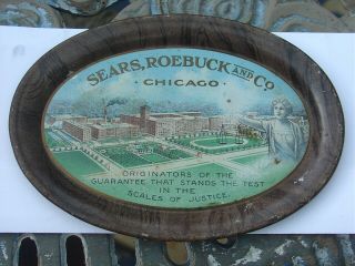 Vintage Advertising Tin Tip Tray Sears Roebuck And Co Chicago Il