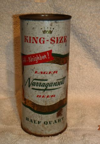 1950s Half Quart Bottom Open Narragansett Flat Top Beer Can Cranston Ri