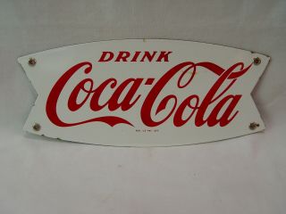 12 " Porcelain Drink Coca - Cola Soda Coke Fishtail Rack Advertising Sign