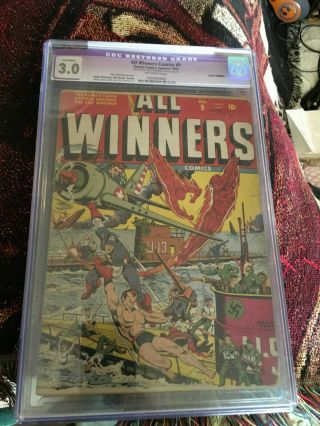 All Winners Comics 9 1943 Cgc Apparent 3.  0 Cover Trimmed Captain America Timely