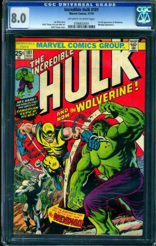 Incredible Hulk 181 Cgc 8.  0 Vf 1st Appearance Of Wolverine Marvel 1974
