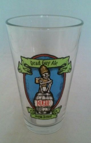 Dead Guy Ale Rogue Oregon Brewed 14 Oz.  Skeleton Pint Glass Beer Bar Mancave Pub