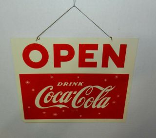 Vintage 1960s Drink Coca Cola Snowflake Open Closed Advertising Sign Scarce