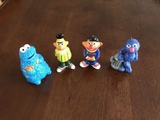 Vintage 1977 Sesame Street Ceramic Ornaments Bert - Ernie - Cookie Monster - Grover