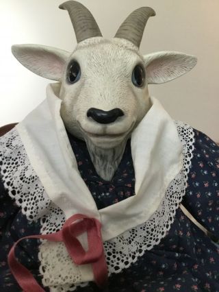 Goat Doll In Chair,  Ceramic Head & Hooves,  Soft Body,