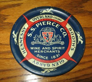 S.  S.  Pierce Wine/overland Cigars Vintage Spinning Tip Tray With Race Horse Game
