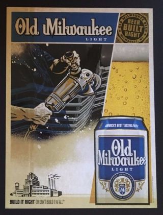 Old Milwaukee Light Beer Posters - " Beer Built Right " - Man Cave - Discount