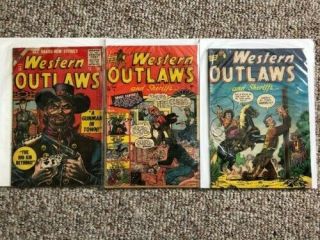 Western Outlaws 12 (and Sheriffs 68 & 71) Atlas (marvel) Golden Age Comic Books
