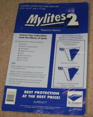 100 Mylites 2 Mil Mylar Dell /thick Silver Age Comic Book Bags Sleeves 775m2
