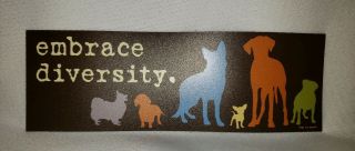 Magnetic Bumper Sticker Brown Dog Is Good Embrace Diversity Dog Lovers 3 " X 9 "