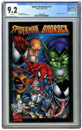 Marvel Comics Spider - Man/badrock 1 Cgc Graded 9.  2 White Pages 1b Variation 3/97