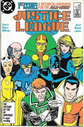 Justice League Comic Book 1 Dc Comics 1987 Near Unread