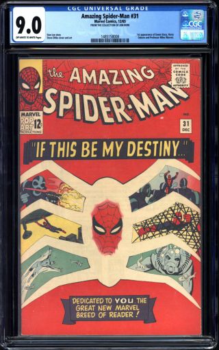 The Spider - Man 31 Cgc 9.  0 - Jon Berke Ped 1st App Gwen Stacy & Harry