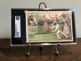 Rare Antique 1888 Bufford Sons Lith.  Co.  Lawn Tennis Trade Card Sgc 4