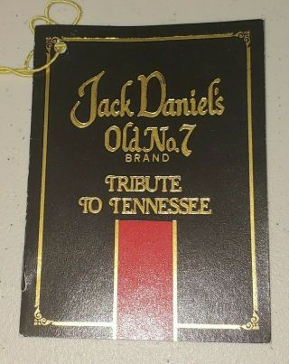 Rare Vintage 1982 Jack Daniels Tribute To Tennessee Bottle Tag