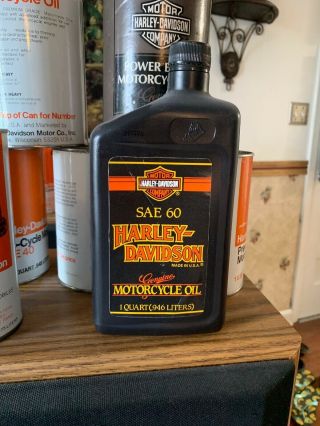 Vintage Harley Davidson Motorcycle Oil Mt Cans Bottles Sae 60 First Oil Bottle
