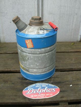 Vintage Delphos Galvanized 1 Gallon Gas Oil Kerosene Can B0629