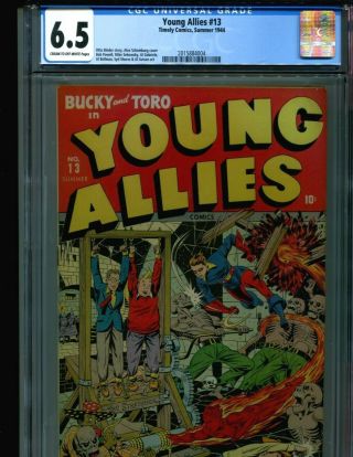 Young Allies 13 Cgc 6.  5 Alex Schomburg Classic Bondage Torture Cover 1944 8.  0 ?