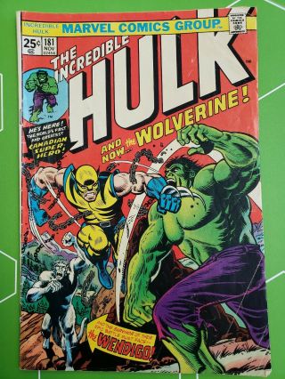 The Incredible Hulk 181 (1974,  Marvel) Orginal Very Good W/ Mvs 1st Wolverine