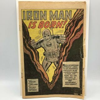Tales Of Suspense 39 - First Appearance Of Iron Man - Coverless With Centerfold