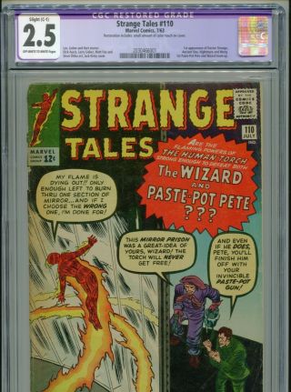 1963 Marvel Strange Tales 110 1st Appearance Doctor Strange Cgc 2.  5 Restored