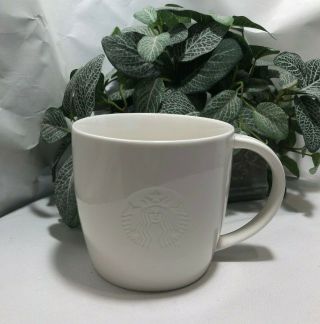 Starbucks Large 20oz.  White Porcelain Coffee Cup/mug,  Mermaid Embossed Logo