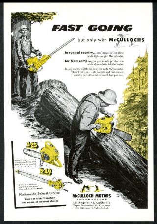 1950 Mcculloch Chainsaw Model 5 - 49 3 - 25 Chain Saw Photo Vintage Trade Print Ad
