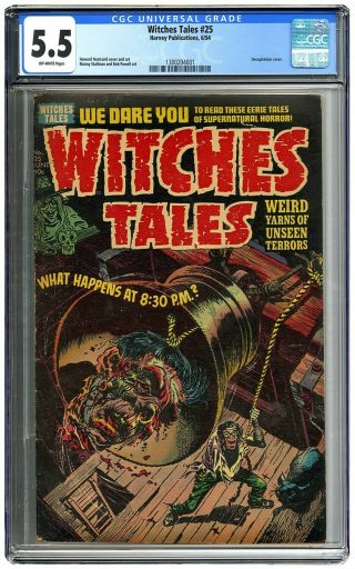Witches Tales 25 Classic Harvey Pch Decapitation Cover Cgc 5.  5 O/w