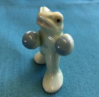 Miniature Boxing Frog Porcelain Figurine Made In Japan