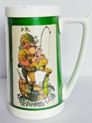 Vintage Thermo Serv Mug Fishing Cartoon Plastic