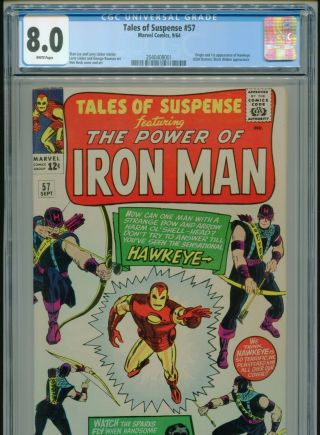 1964 Marvel Tales Of Suspense 57 1st Appearance Hawkeye Cgc 8.  0 White Box16