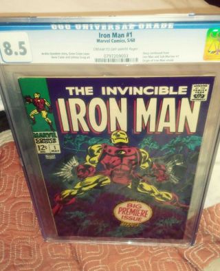 Invincible Iron Man 1 Cgc 8.  5 (vf, ) Origin Retold Marvel 1968 Avengers Thor
