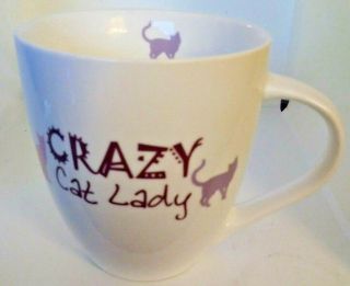 Large Crazy Cat Lady White And Grey,  Coffee,  Tea Or Soup Mug By Thl