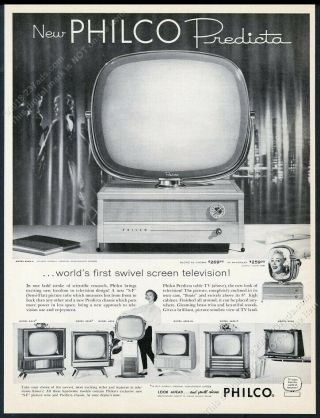 1958 Philco Predicta Futuristic Tv Set & Other Models Photo Vintage Print Ad
