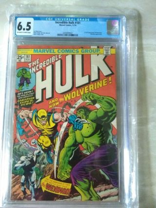 The Incredible Hulk 181 (nov 1974,  Marvel) 1st Wolverine Cgc 6.  5